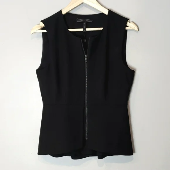 BCBGMaxAzria Abrielle Sleeveless Peplum Top Small Black New - Picture 1 of 9